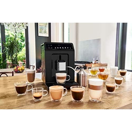  Krups EA8918 Evidence Kaffevollautomat, OLED-Display Barista Quattro Force Technologie, 12 Kaffee-Variationen, 3 Tee-Variationen, One-Touch-Cappuccino Funktion, 2-Tassen Funktion,