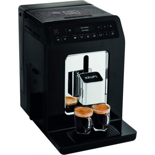  Krups EA8918 Evidence Kaffevollautomat, OLED-Display Barista Quattro Force Technologie, 12 Kaffee-Variationen, 3 Tee-Variationen, One-Touch-Cappuccino Funktion, 2-Tassen Funktion,