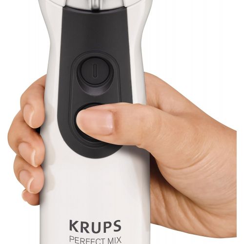  Krups HZ2031 Stabmixer Perfect Mix 5000 Plus inkl. Mixbecher und Mini-Zerkleinerer, 4-Messer-Technologie, 16 Geschwindigkeitsstufen, Turbostufe, 600 W, weiss/schwarz/edelstahl gebuer