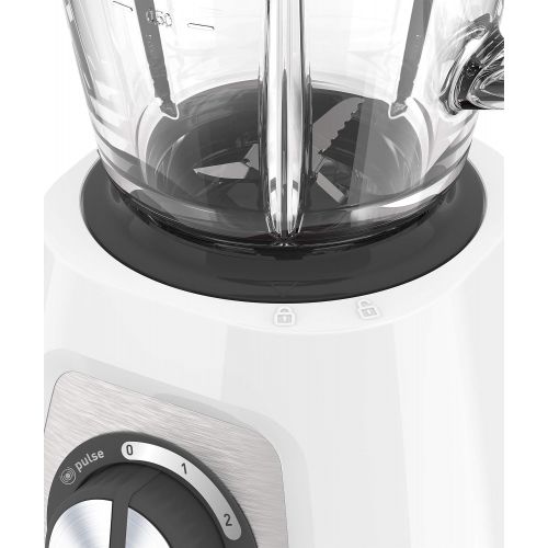  Krups KB4351 Blendforce+ Standmixer (800 Watt, 1,25 l Nutzkapazitaet, Glasbehaelter, edelstahlmesser) weiss