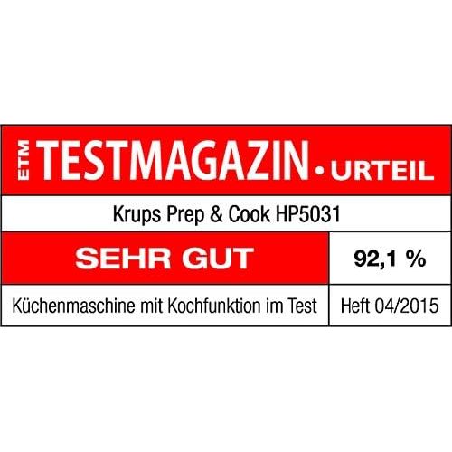  Krups Prep&Cook HP5031 Multifunktions-Kuechenmaschine (1,550 Watt, bis zu 12.000 U/min, mit Kochfunktion) weiss/edelstahl