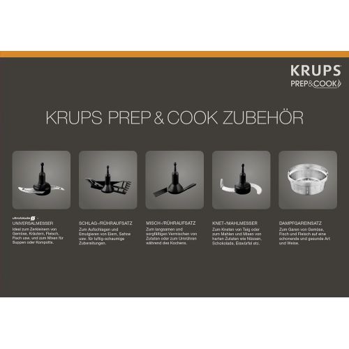  Krups Prep&Cook HP5031 Multifunktions-Kuechenmaschine (1,550 Watt, bis zu 12.000 U/min, mit Kochfunktion) weiss/edelstahl