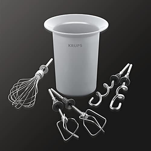  Krups GN 901131/6R0 Handmixer 3 Mix 9000 Deluxe Schneebesen (500 Watt, mit Turbostufe ) Edelstahl-Schneebesen, Ruehrbecher, weiss /grau