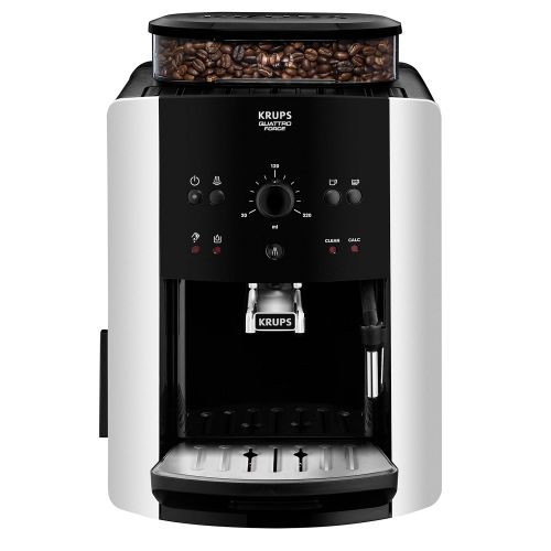  Krups EA8118 Arabica Picto Quattro Force Kaffeevollautomat (1450 Watt, Wassertankkapazitat: 1,8l, Pumpendruck: 15 Bar) schwarz/silber