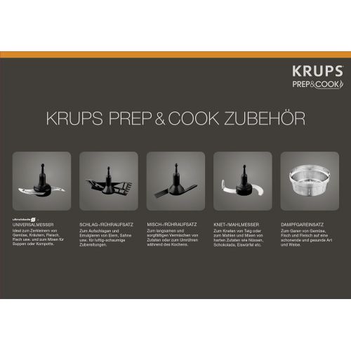  Krups Prep&Cook HP5031 Multifunktions-Kuechenmaschine (1,550 Watt, bis zu 12.000 U/min, mit Kochfunktion) weiss/edelstahl