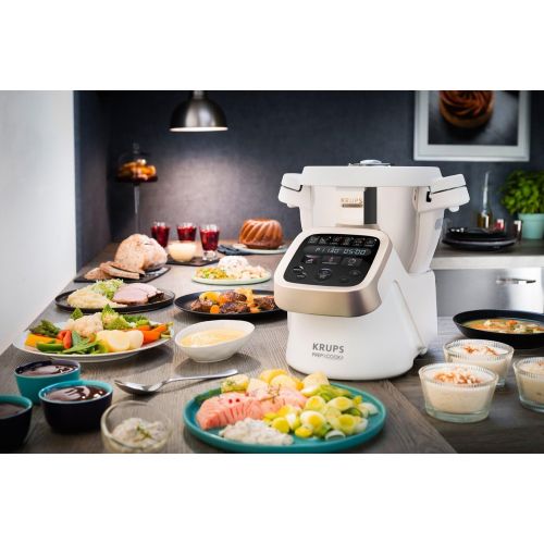  Krups Prep&Cook HP5031 Multifunktions-Kuechenmaschine (1,550 Watt, bis zu 12.000 U/min, mit Kochfunktion) weiss/edelstahl