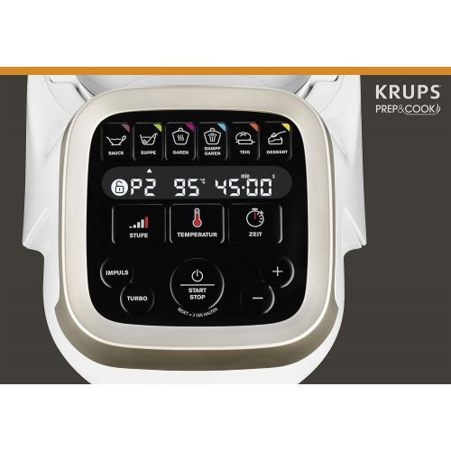  Krups Prep&Cook HP5031 Multifunktions-Kuechenmaschine (1,550 Watt, bis zu 12.000 U/min, mit Kochfunktion) weiss/edelstahl