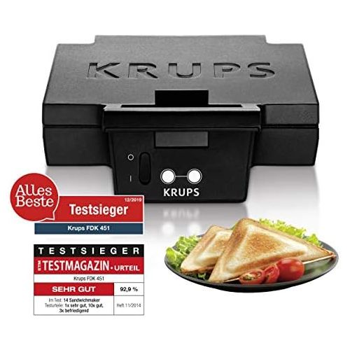  Krups GN5021 Handmixer mit Turbostufe (500 Watt, 3 Mix 5500, Turbo-Quirle und Spriral-Kneter aus edelstahl) weiss/schwarz & FDK 451 Sandwich-Toaster (850 Watt, Toastplatten 25 x 12