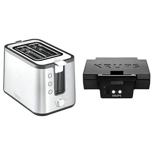  Krups KH442D10 Control Line Premium Toaster mit 6 Braunungsstufen (720 Watt) edelstahl/schwarz & GN5021 Handmixer mit Turbostufe (500 Watt, 3 Mix 5500, Turbo-Quirle) weiss/schwarz