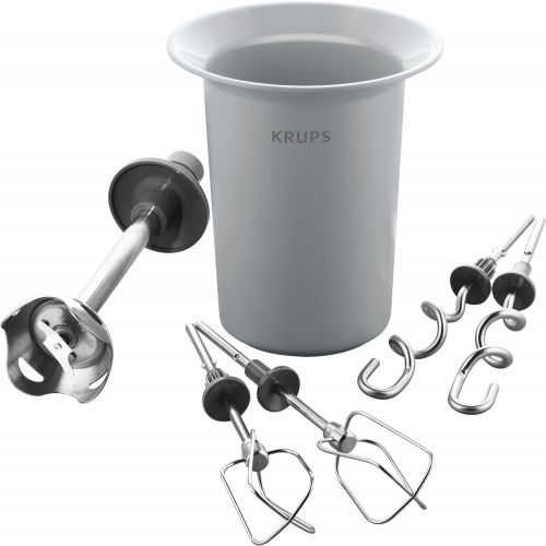  Krups GN 9031 Handmixer 3 Mix 9000 Deluxe Schnellmixstab (500 Watt, mit Turbostufe) Ruehrbecher, Schnellmixstab, weiss/grau & XF906 Ballon Schneebesen Zubehoer