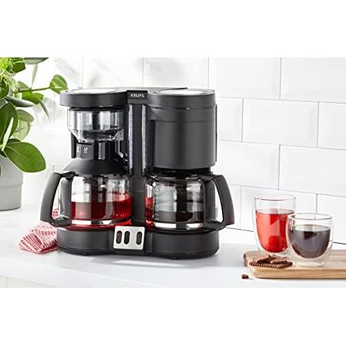  Krups KM8508 Doppel-Kaffeeautomat Duothek Plus, Kombiautomat Kaffee/Tee, 2 x 10 Tassen, schwarz