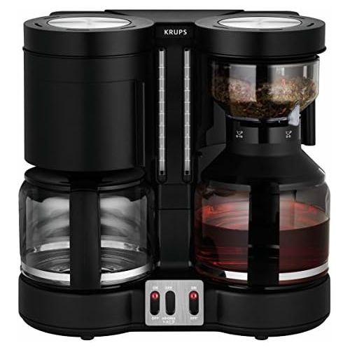  Krups KM8508 Doppel-Kaffeeautomat Duothek Plus, Kombiautomat Kaffee/Tee, 2 x 10 Tassen, schwarz