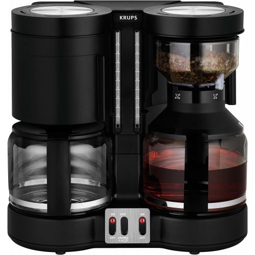  Krups KM8508 Doppel-Kaffeeautomat Duothek Plus, Kombiautomat Kaffee/Tee, 2 x 10 Tassen, schwarz