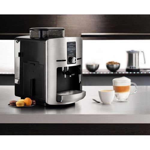  Krups EA82FD Kaffeevollautomat LattEspress Quattro Force mit Aluminiumfront, One-Touch Funktion, Milchbehalter, 1,7 L, 15 Bar, 1450 W, aluminium/schwarz