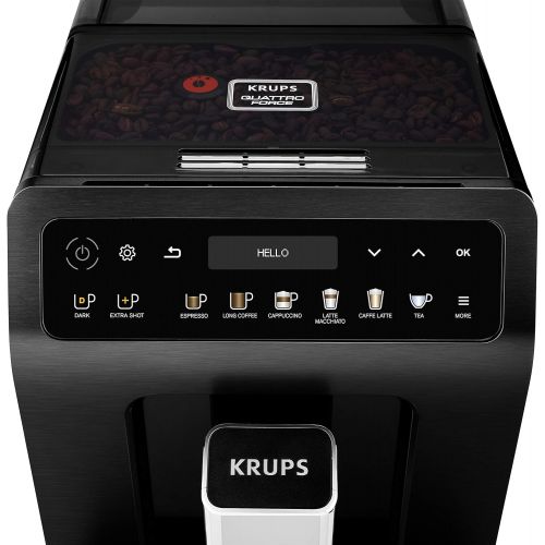  Krups EA8948 Evidence Plus Kaffeevollautomat (automatische Reinigung, 2-Tassen-Funktion, OLED-Display, 15 bar, Espresso-Kaffee-Maschine, Kaffeeautomat) chrome