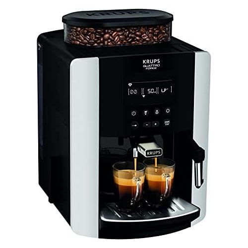  Krups EA8178 Arabica Display Quattro Force Kaffeevollautomat (1450 Watt, Wassertankkapazitat: 1,8l, Pumpendruck: 15 Bar, LCD-Display) schwarz/carbon-optik