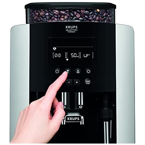  Krups EA8178 Arabica Display Quattro Force Kaffeevollautomat (1450 Watt, Wassertankkapazitat: 1,8l, Pumpendruck: 15 Bar, LCD-Display) schwarz/carbon-optik