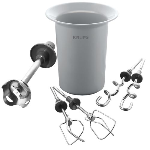  Krups GN 9031 Handmixer 3 Mix 9000 Deluxe Schnellmixstab (500 Watt, mit Turbostufe) Ruehrbecher, Schnellmixstab, weiss/grau & XF906 Ballon Schneebesen Zubehoer