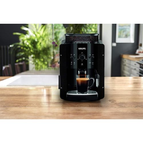  Krups EA8108 Kaffeevollautomat (automatische Reinigung, 2-Tassen-Funktion, Milchsystem mit CappucinoPlus-Duese, 15 bar, Kaffeemaschine, Espresso, Kaffeeautomat) schwarz