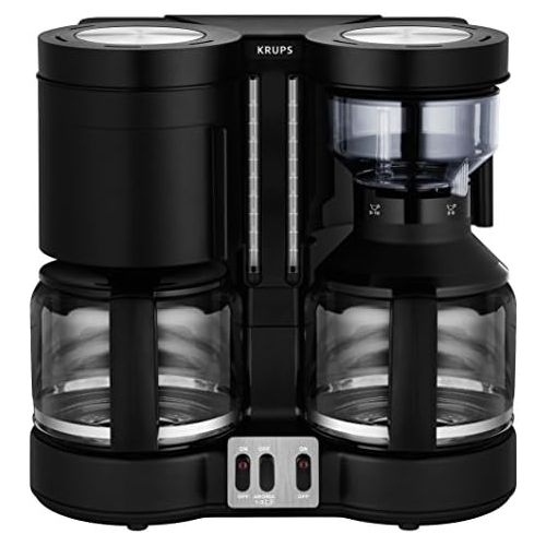  Krups KM8508 Doppel-Kaffeeautomat Duothek Plus, Kombiautomat Kaffee/Tee, 2 x 10 Tassen, schwarz