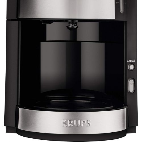  Krups KM321 Proaroma Plus Glas-Kaffeemaschine, 10 Tassen, 1100 W, modernes Design, schwarz mit Edelstahlapplikationen