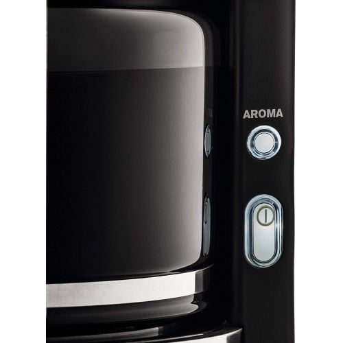  Krups KM321 Proaroma Plus Glas-Kaffeemaschine, 10 Tassen, 1100 W, modernes Design, schwarz mit Edelstahlapplikationen