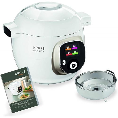  Krups Cook4Me+ CZ7101 Multikocher (Garen unter Druck fuer schnelle und frische Gerichte, 6 Liter Fassungsvermoegen, 1.600 Watt, inkl. Rezeptbuch) weiss/grau & XF552D Prep und Cook Dam