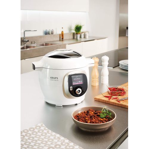  Krups Cook4Me+ CZ7101 Multikocher (Garen unter Druck fuer schnelle und frische Gerichte, 6 Liter Fassungsvermoegen, 1.600 Watt, inkl. Rezeptbuch) weiss/grau & XF552D Prep und Cook Dam