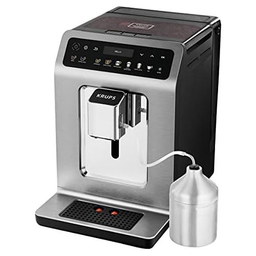  Krups EA894T Evidence Plus Kaffevollautomat, XL OLED-Farbdisplay, Barista Quattro Force Technologie, 16 Kaffee-Variationen, 3 Tee-Variationen, One-Touch-Cappuccino Funktion Titaniu