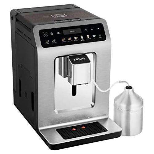  Krups EA894T Evidence Plus Kaffevollautomat, XL OLED-Farbdisplay, Barista Quattro Force Technologie, 16 Kaffee-Variationen, 3 Tee-Variationen, One-Touch-Cappuccino Funktion Titaniu