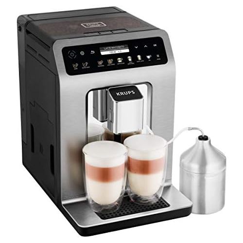  Krups EA894T Evidence Plus Kaffevollautomat, XL OLED-Farbdisplay, Barista Quattro Force Technologie, 16 Kaffee-Variationen, 3 Tee-Variationen, One-Touch-Cappuccino Funktion Titaniu