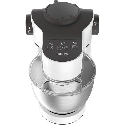  Krups KA3121 Master Perfect Kuechenmaschine; 1.000 Watt; 7 Geschwindigkeiten + Pulse- Funktion; 4L Edelstahlschuessel; inklusive 2 Zubehoer: Back- Set, Schnitzelwerk; weiss