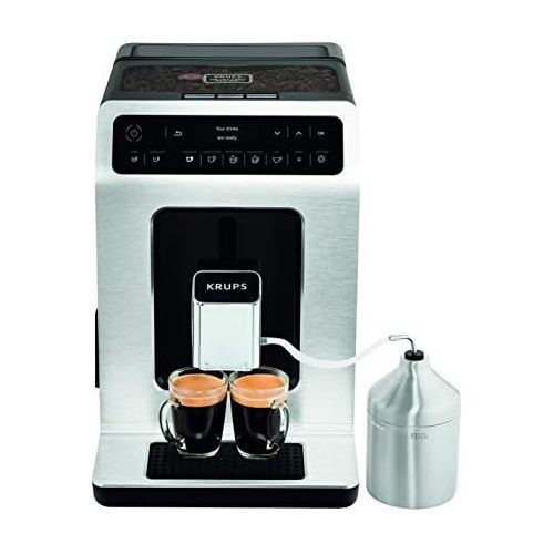  Krups EA891D Evidence Kaffevollautomat, Barista Quattro Force Technologie, 12 Kaffee-Variationen, 3 Tee-Variationen, One-Touch-Cappuccino Funktion metall