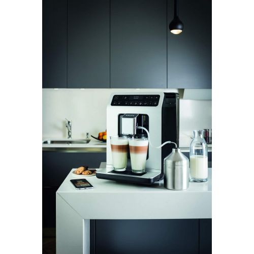  Krups EA891D Evidence Kaffevollautomat, Barista Quattro Force Technologie, 12 Kaffee-Variationen, 3 Tee-Variationen, One-Touch-Cappuccino Funktion metall