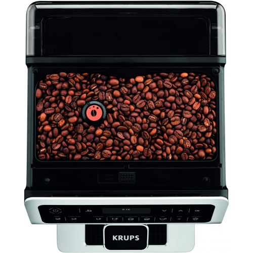  Krups EA891D Evidence Kaffevollautomat, Barista Quattro Force Technologie, 12 Kaffee-Variationen, 3 Tee-Variationen, One-Touch-Cappuccino Funktion metall