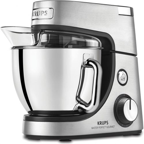  Krups KA631D Kuechenmaschine Master Perfect Gourmet; 1100 Watt; 8 Geschwindigkeiten; 4,6L Edelstahlschuessel; 5 Zubehoer: Back-Set, Flex-Bowl, Schnitzelwerk, Unterheber, Fleischwolf;