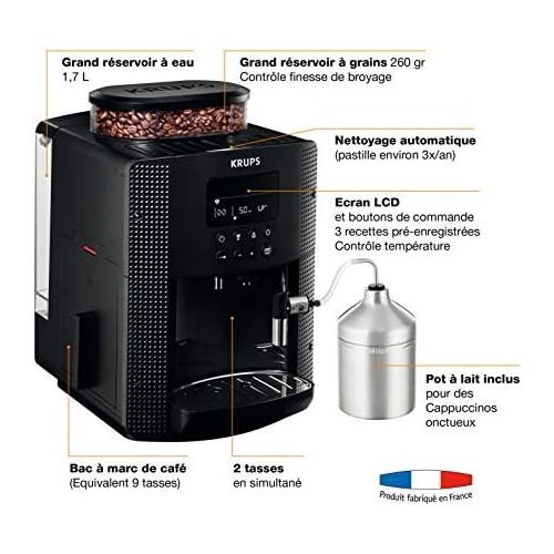  Krups EA8160 Kaffeevollautomat (1450 Watt, 1,8 Liter, 15 bar, LC Display, Cappuccinatore) schwarz