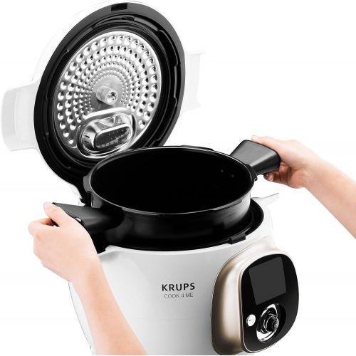  Krups CZ7001.GO Cook4Me Multikocher inkl. 5-teiliges Emsa Clip und Close Frischhaltedosen-Set (1200 Watt, Dampfgareinsatz, 6 Liter Fassungsvermoegen, 50 vorinstallierte Rezepte) wei