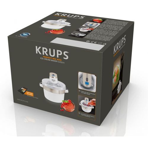  Krups GVS241 Eismaschine Venice Perfect Mix; 1L hausgemachtes Eis, Sorbet, Frozen Jogurth; Ohne Kompressor; Inklusive Rezeptheft und Silikonloeffel; Digitalanzeige und Signalton