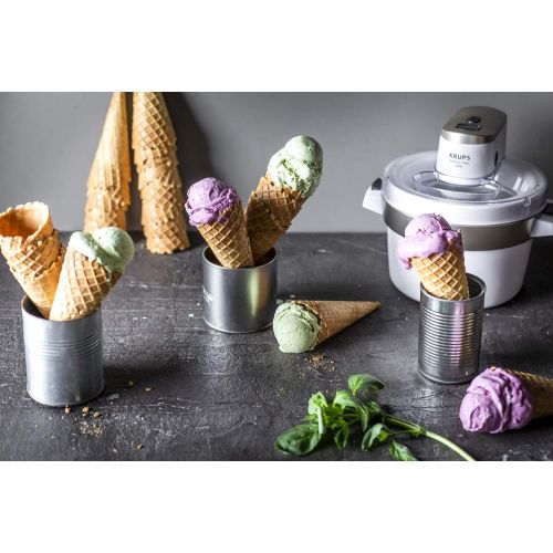  Krups GVS241 Eismaschine Venice Perfect Mix; 1L hausgemachtes Eis, Sorbet, Frozen Jogurth; Ohne Kompressor; Inklusive Rezeptheft und Silikonloeffel; Digitalanzeige und Signalton