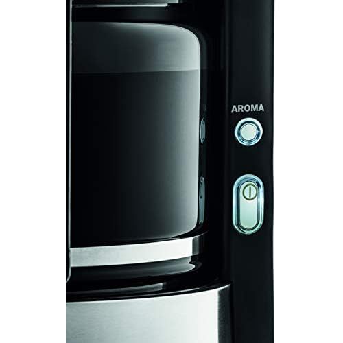  Krups KM321 Proaroma Plus Glas-Kaffeemaschine, 10 Tassen, 1100 W, modernes Design, schwarz mit Edelstahlapplikationen