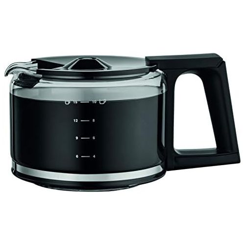  Krups KM321 Proaroma Plus Glas-Kaffeemaschine, 10 Tassen, 1100 W, modernes Design, schwarz mit Edelstahlapplikationen