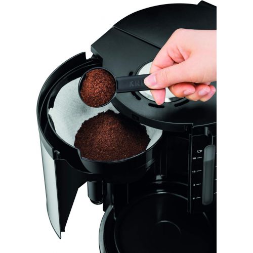  Krups KM321 Proaroma Plus Glas-Kaffeemaschine, 10 Tassen, 1100 W, modernes Design, schwarz mit Edelstahlapplikationen