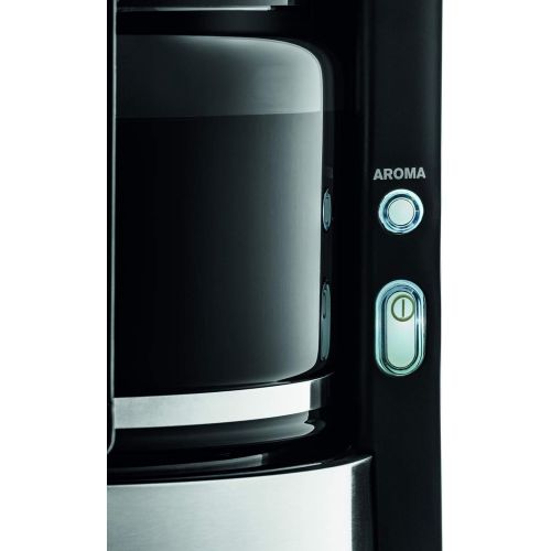  Krups KM321 Proaroma Plus Glas-Kaffeemaschine, 10 Tassen, 1100 W, modernes Design, schwarz mit Edelstahlapplikationen