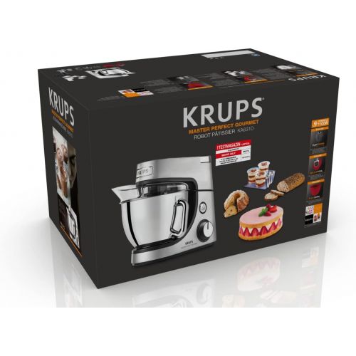  [아마존베스트]Krups KA631D Master Perfect Gourmet Food Processor 1100 Watts, 8 Speeds, 4.6 L Stainless Steel Bowl, 5 Accessories: Baking Set, Flex Bowl, Schnitzel, Flush, Mincer, Brushed Stainle