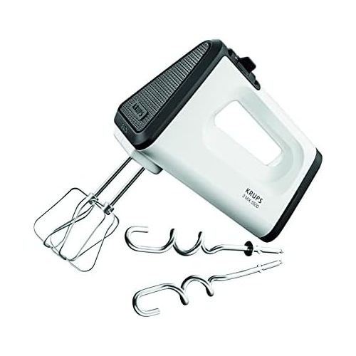  [아마존베스트]Krups GN5021 Hand Mixer with Turbo Level, 500 Watt, 3 Mix 5500, Stainless Steel Turbo Beater and Spriral Kneader, White/Black, Single