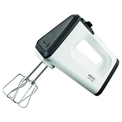  [아마존베스트]Krups GN5021 Hand Mixer with Turbo Level, 500 Watt, 3 Mix 5500, Stainless Steel Turbo Beater and Spriral Kneader, White/Black, Single