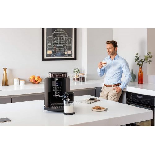  [아마존베스트]Krups EA819E Arabica Latte Quattro Force Fully Automatic Coffee Machine, 1450 Watts, Water Tank Capacity 1.7 litres, Pump Pressure 15 Bar, LCD Display, Platinum Black