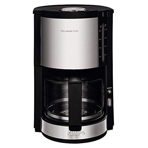  [아마존베스트]Krups KM321 Proaroma Plus Glass Coffee Maker 10 Cups 1100W Modern Design Black with Stainless Steel Appliques & F03442 Glass Jug Espresso/Coffee Machine Accessories with Lid, 10 Cu