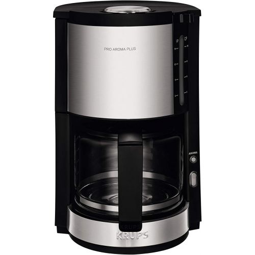  [아마존베스트]Krups KM321 Proaroma Plus Glass Coffee Maker 10 Cups 1100W Modern Design Black with Stainless Steel Appliques & F03442 Glass Jug Espresso/Coffee Machine Accessories with Lid, 10 Cu